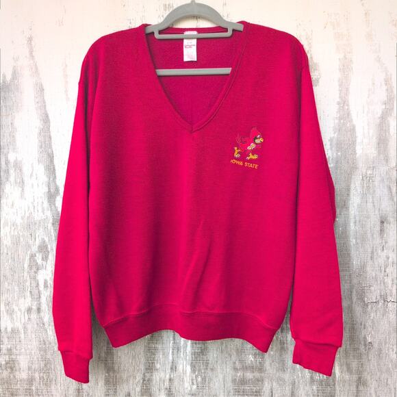 Vintage Iowa State Sweater Embroidered Men's Large (42-44) V Neck Made In USA - Picture 1 of 9